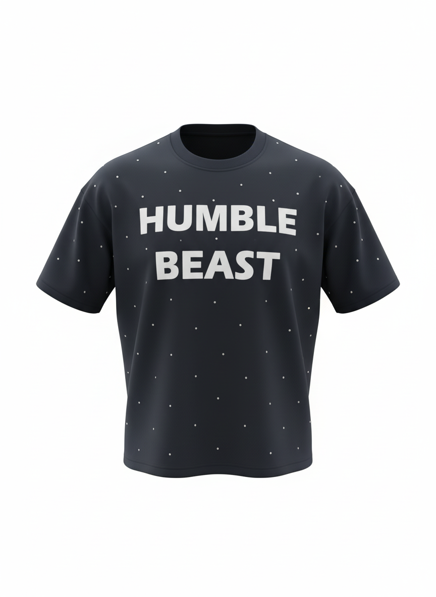 Oversized Black Humble Beast Shirt with Rhinestones
